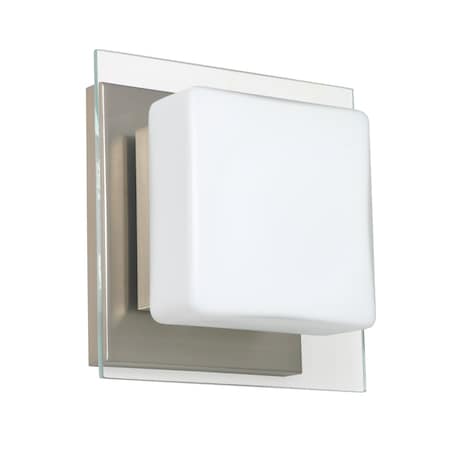 Besa Lighting Alex Mini Sconce, Opal/Clear, Satin Nickel Finish, 1x5W LED 1WS-773539-LED-SN